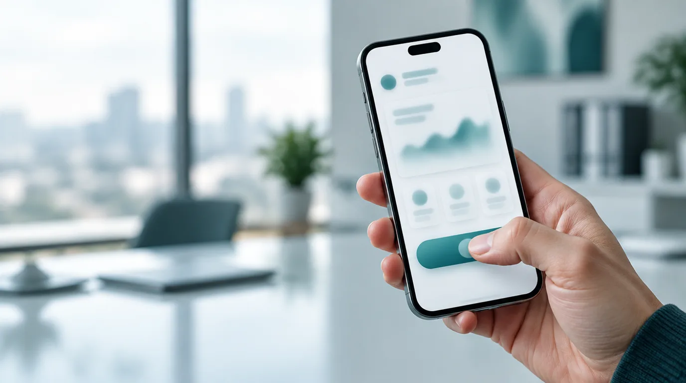 Hand hält ein Smartphone mit einem Kurzbewerbungs-Formular